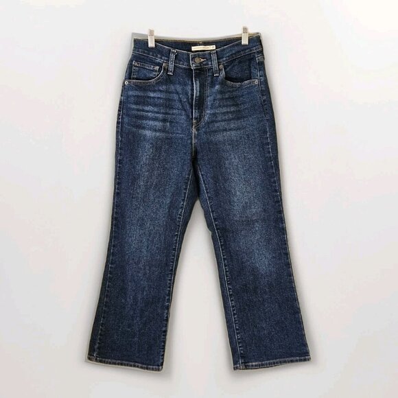 Levi's Jeans Women 28 Blue High Waisted Crop Flare Pocket Western Preppy Cowgirl - Picture 1 of 16